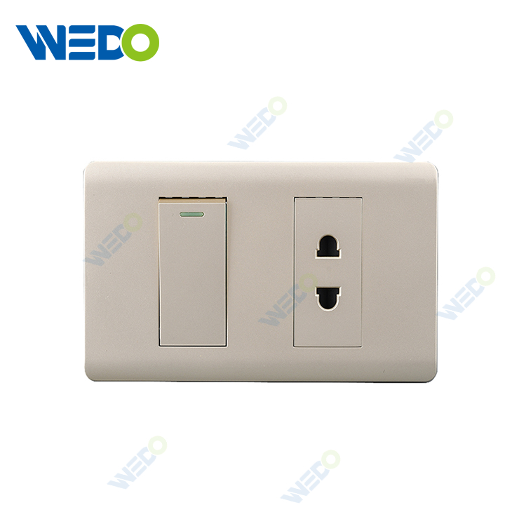 A11 High Quality Home UK Standard Aluminum Electric Wall Socket Switch 1gang 2 Pin Socket