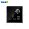 S7 Series 13A MF Switched Socket with LED Light Ring+2USB 250V Light Electric Wall Switch Socket Tempered Glass Material with Chrome Frame Modern Sockets