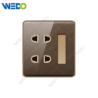 K2-b系列1 Gang Switch 2 Gang 2 Pin Socket 16A 250V Light Electric Wall Switch Socket PC Material with Chrome Frame Home Switches