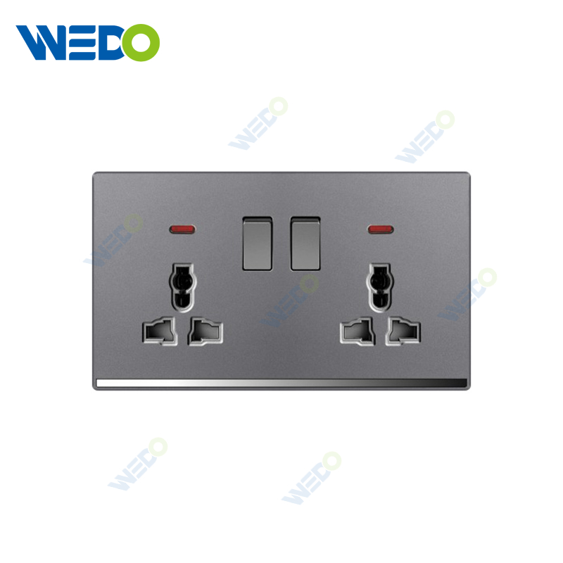 ULTRA THIN A4 Series Double 13A MF Switch Socket w/without neon Different Color Different Style Fashion Design Wall Switch 