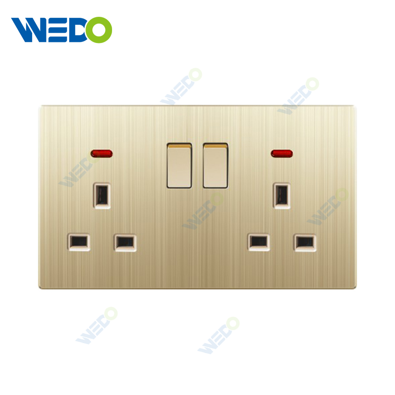 ULTRA THIN A3 Series 2*MF Switch and Socket W/Without neon+2USB Different Color Different Style Fashion Design Wall Switch 