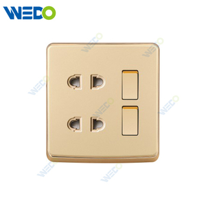 S1 Series 2 Gang Switch 2 Gang 2 Pin Socket 16A Socket 250V Light Electric Wall Switch Socket 86*146cm PC Material with Chrome Frame Home Switches