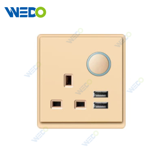 New Design PC 13A Switched Socket+2USB Reset Wall Switch Socket 86*86 mm For Home