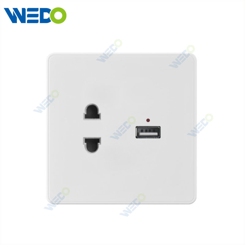C85 Wall Switch Push On Off UK Standard Electric Switch Socket UK Standard White 2pin Socket +2USB/2pin Socket +USB