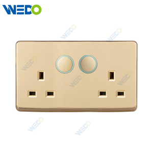 S1 Series Double 13A Switched Socket with LED Light Ring 250V Light Electric Wall Switch Socket 86*146cm PC Material with Chrome Frame Home Switches