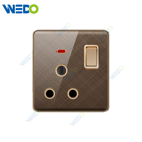 K2-b Series 15A Switched Socket with LED Light Ring 250V Light Electric Wall Switch Socket 86*86cm PC Material with Chrome Frame Home Switches