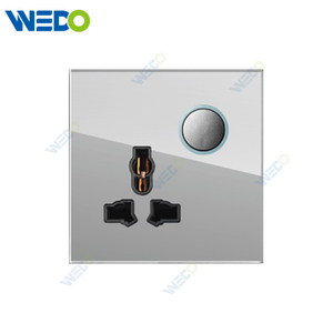 D90 Series 13A MF Switched Socket with LED Light Ring 250V Light Electric Wall Switch Socket Glass Plate+PC Bottom Material Modern Sockets