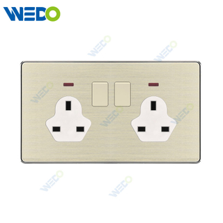 C90 Wenzhou Factory New Design Acrylic Home Lighting Electrical Wall Switches PC Material Cover with IEC Report SASO 2*13A Switched Socket with Neon