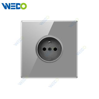S6 Series French Socket 250V Light Electric Wall Switch Socket Tempered Glass Material Modern Sockets