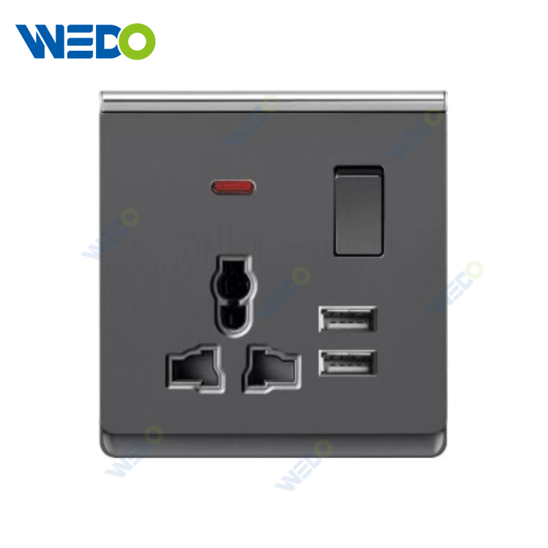 British Standard High Quality MF Switched Socket/+2USB Wall Switch Electrical Socket
