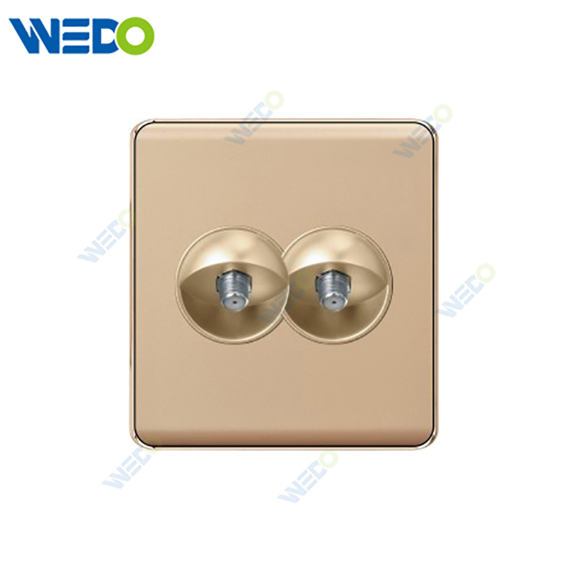 K2-P Series Satellite Socket / Double Satellite Socket 250V Light Electric Wall Switch Socket 86*86cm PC Material with Chrome Frame Home Switches Twist Pattern