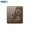 K2-b Series 13A Switched Socket with LED Light Ring+2USB 250V Light Electric Wall Switch Socket 86*86cm PC Material with Chrome Frame Home Switches