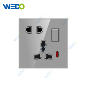 ULTRA THIN A1Series 5Pin MF switch socket w/without neon Glass and Acrylic 16A 220V Different Color Different Style Fashion Design Wall Switch 
