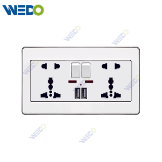 C73 DOUBLE 15A MF SWITCHED SOCKET +2USB Wall Switch Switch Wall Switch Socket Factory Simple Atmosphere Made In China 4 Gang 4 Wire 