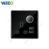 S7 Series 13A Switched Socket with LED Light Ring+2USB 250V Light Electric Wall Switch Socket Tempered Glass Material with Chrome Frame Modern Sockets