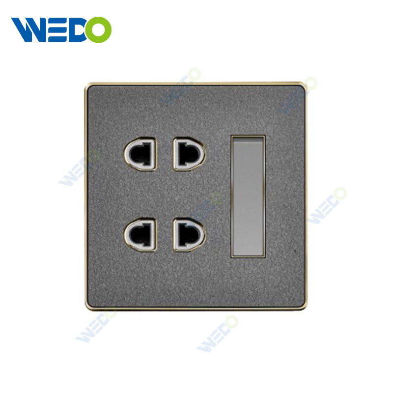 ULTRA THIN A1Series 1gang 1way switch and 2pin socket Acrylic / Leather Different Color Different Style Fashion Design Wall Switch 