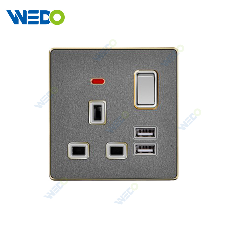 ULTRA THIN 2Gang 1Way Switch Socket 16A 220V With Acrylic / Leather Different Color Different Style Fashion Design Wall Switch 